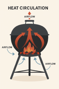 kettle grill diagram airflow and heat distribution inside a kettle style grill